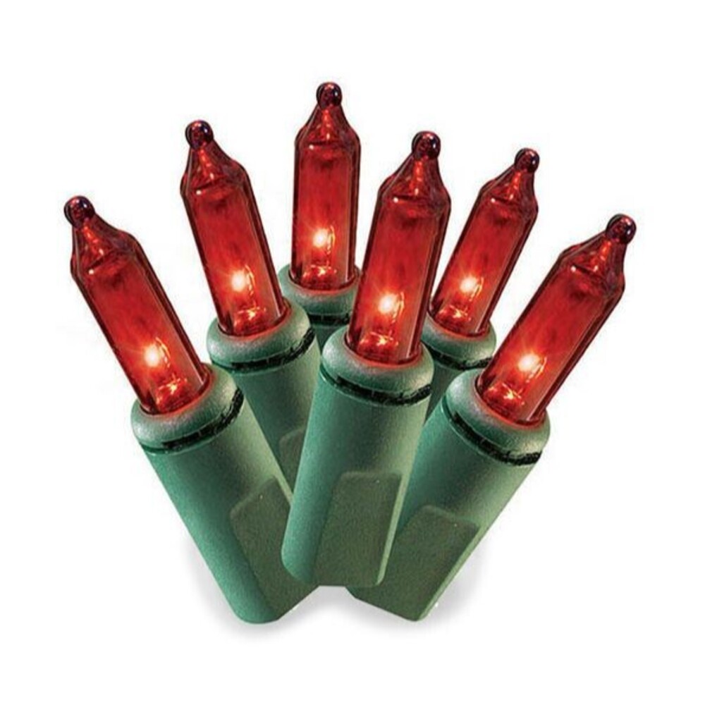 Winter Wonder Lane Mini Light Set, Red String Lights, Green Wire, 140 Lights